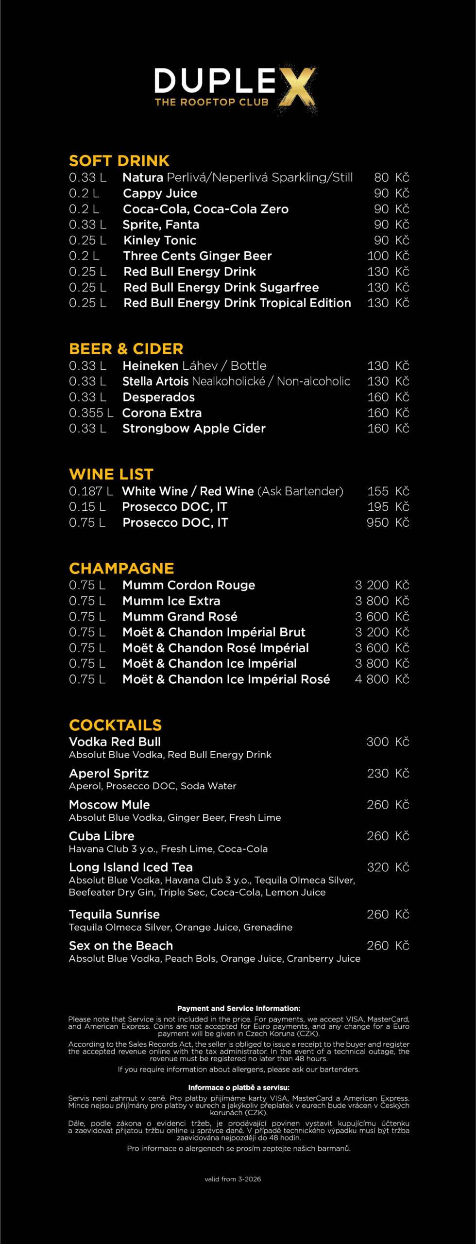 Terrace Menu Menu