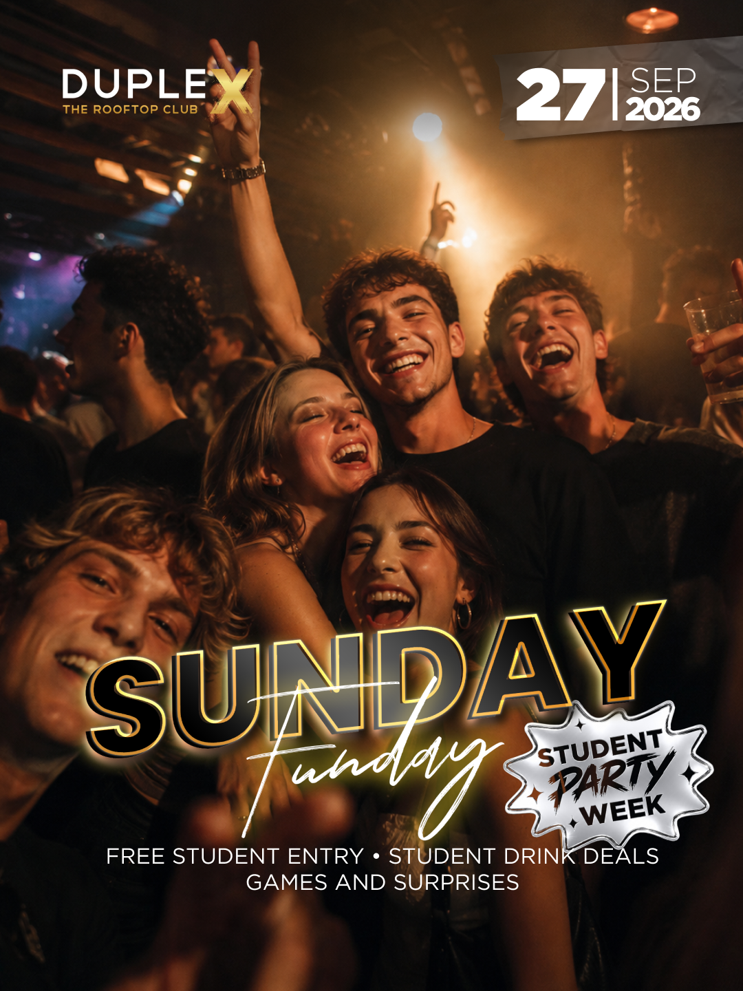 Mobile Image For DupleX Club Sunday Funday Student Party – 27.9.2026